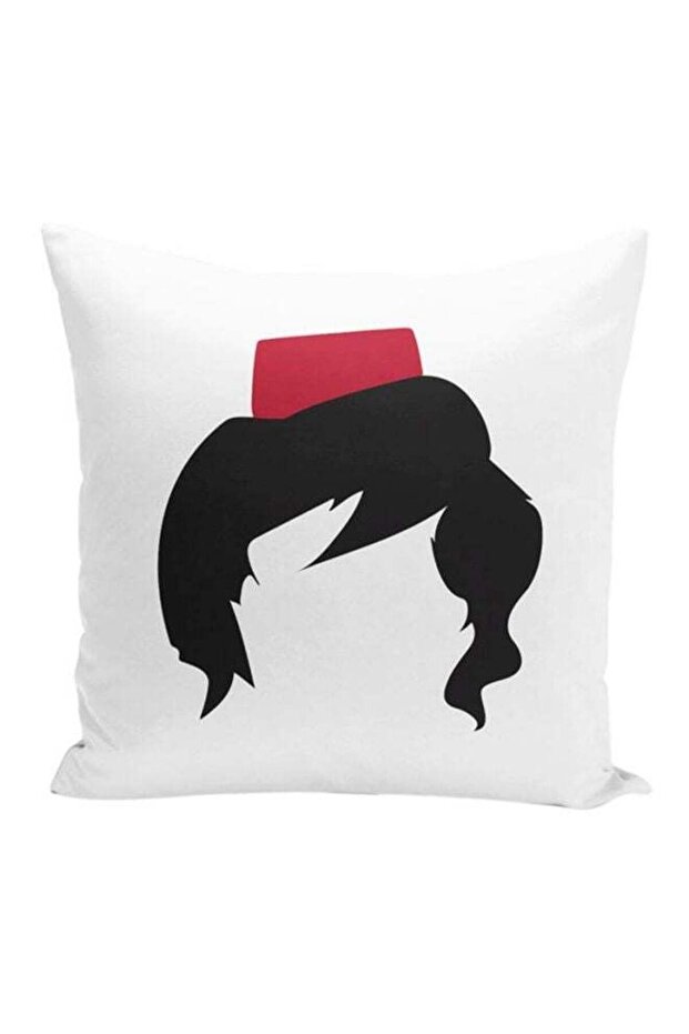 Aladdin Face Throw Pillow With Stuffing White/Black/Red 16x16inch