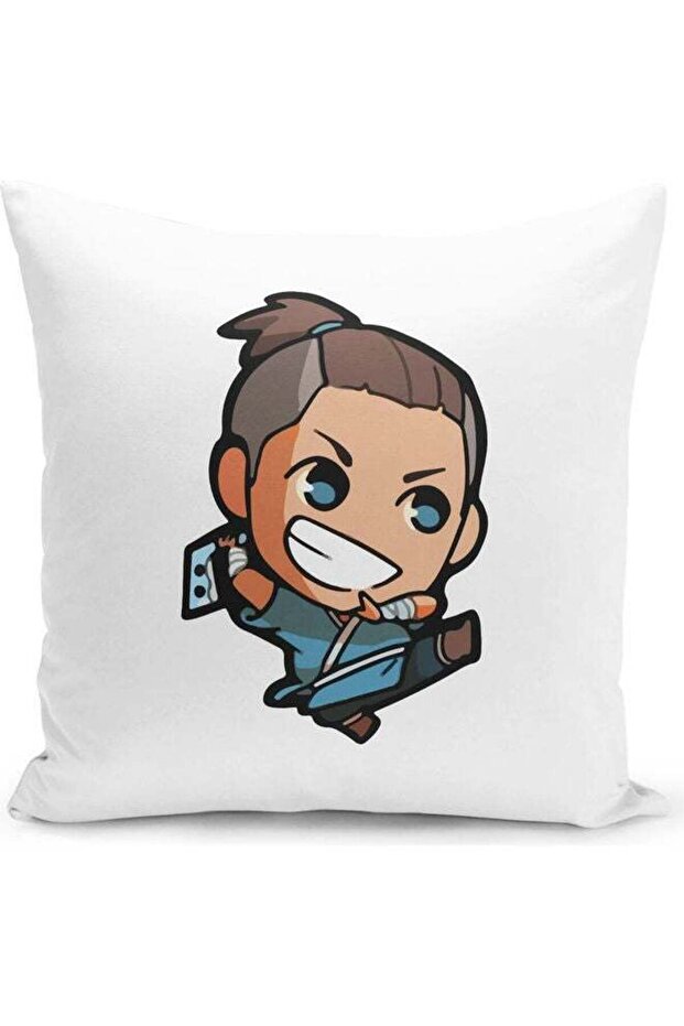 The Last Airbender Avatar Aang Themed Throw Pillow White/Black/Blue 16x16inch