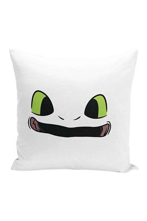 Minimal Toothless Throw Pillow White/Green/Black 16x16inch