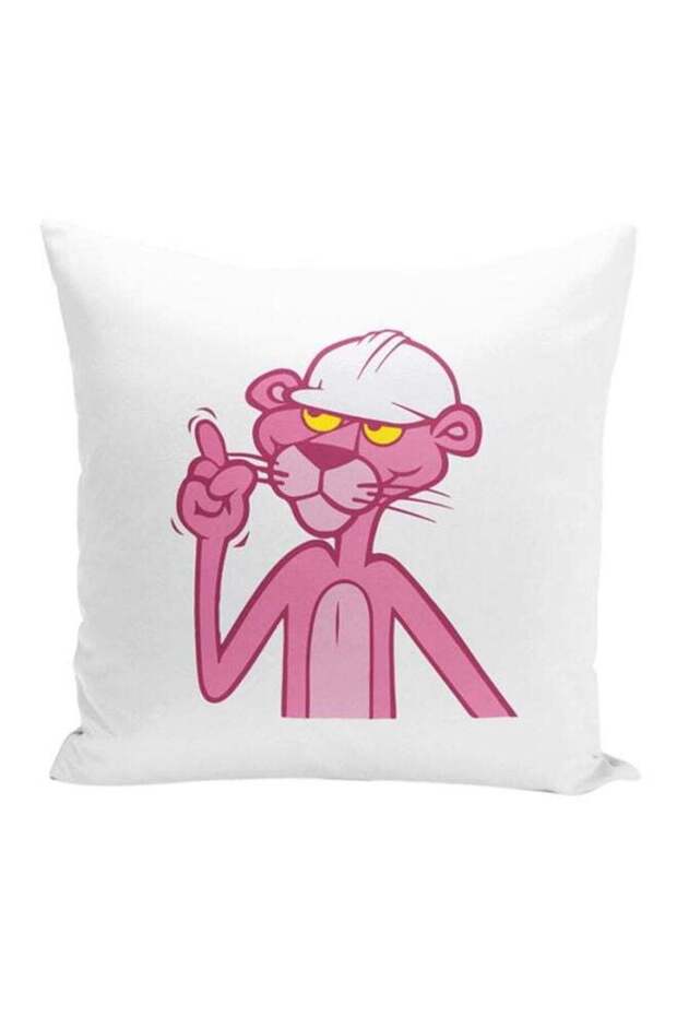 Working Pink Panther Throw Pillow With Stuffing White/Pink 16x16inch