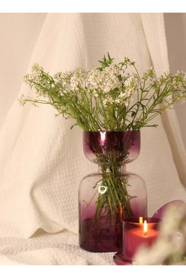 Tall Tinted Glass Flower Vase for Home Decor - Lilac