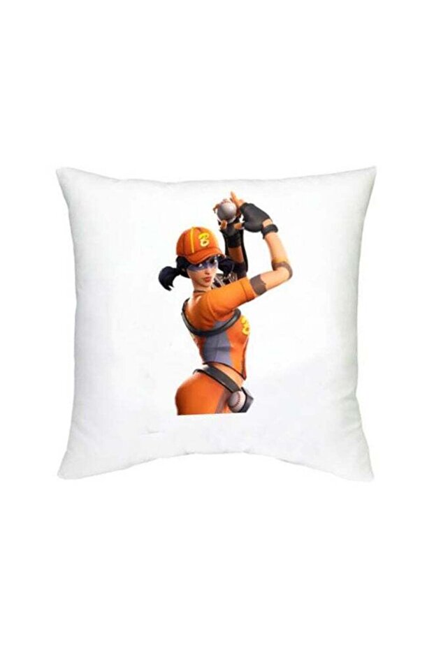 Fortnite Printed Decorative Cushion White/Orange/Black 16x16inch