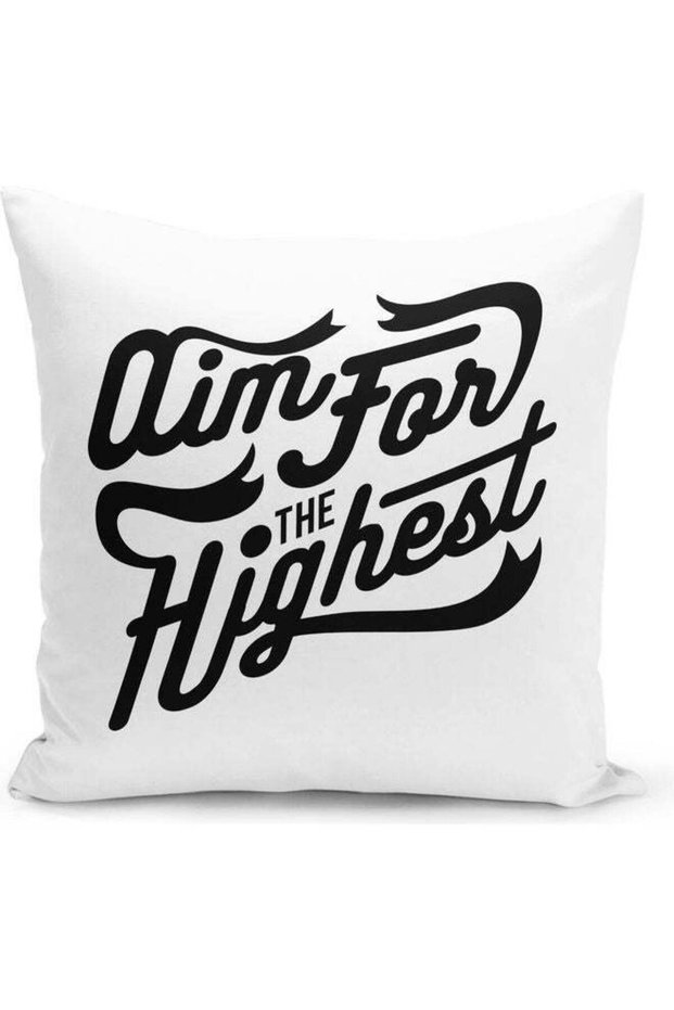 Aim High Quote Decorative Pillow Multicolour