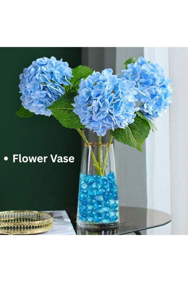 Blue Glass Gemstone Beads 2.5 LBS, Decorative Flat Marbles for Vase Fillers, Fish Tank Stones, Flor