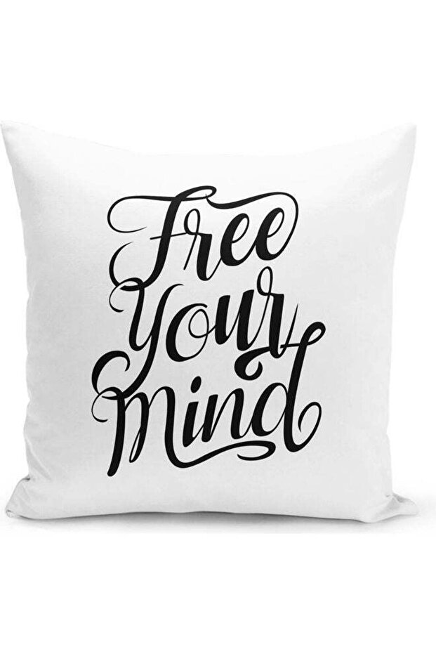 Free Your Mind Quote Themed Decorative Throw Pillow White/Black