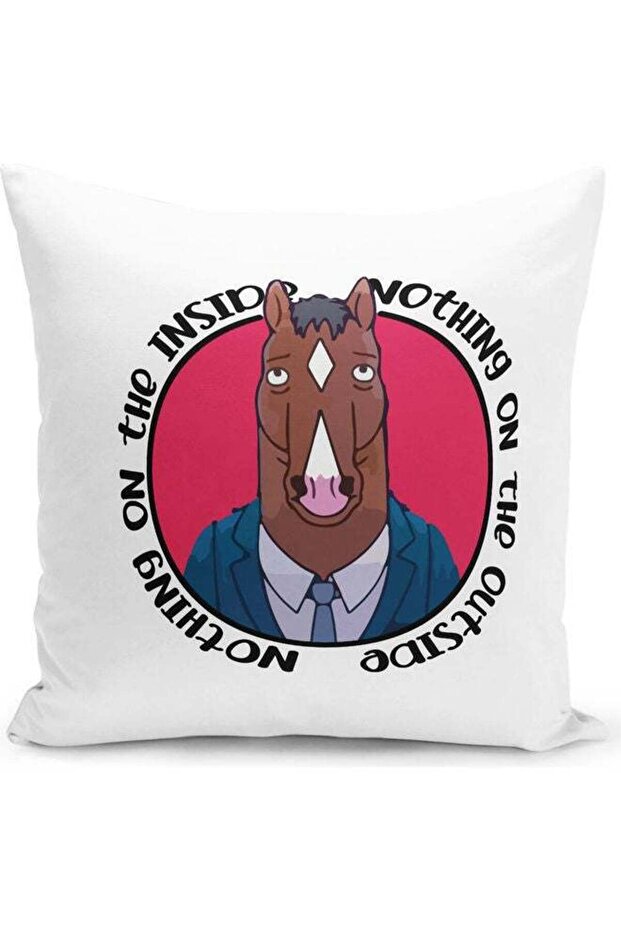 Nothing Inside Quote Netflix Bojack Horseman Themed Throw Pillow White/Pink/Blue 16x16inch