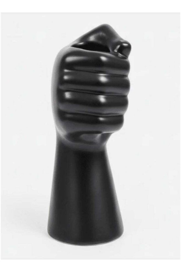 AKDC Creative Hand-Shaped Ceramic Decorative Flower Vase – Bold Black Artistic Design, 20 × 10 cm