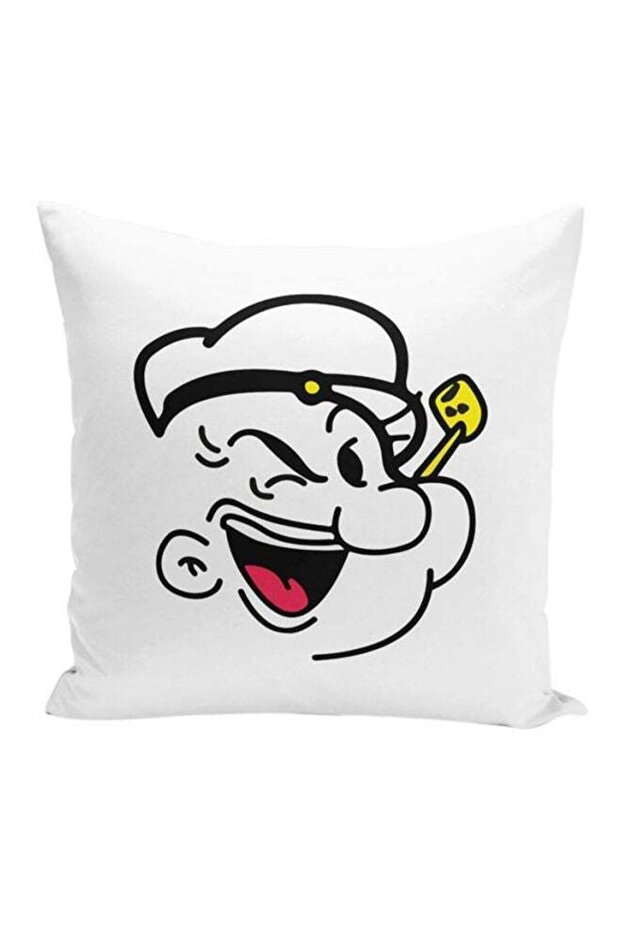 Popeye Face Minimal Style Throw Pillow With Stuffing White/Red/Black 16x16inch