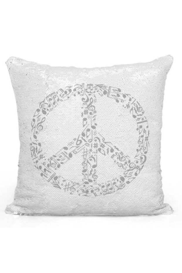Peace Sign Printed Decorative Throw Pillow Multicolour