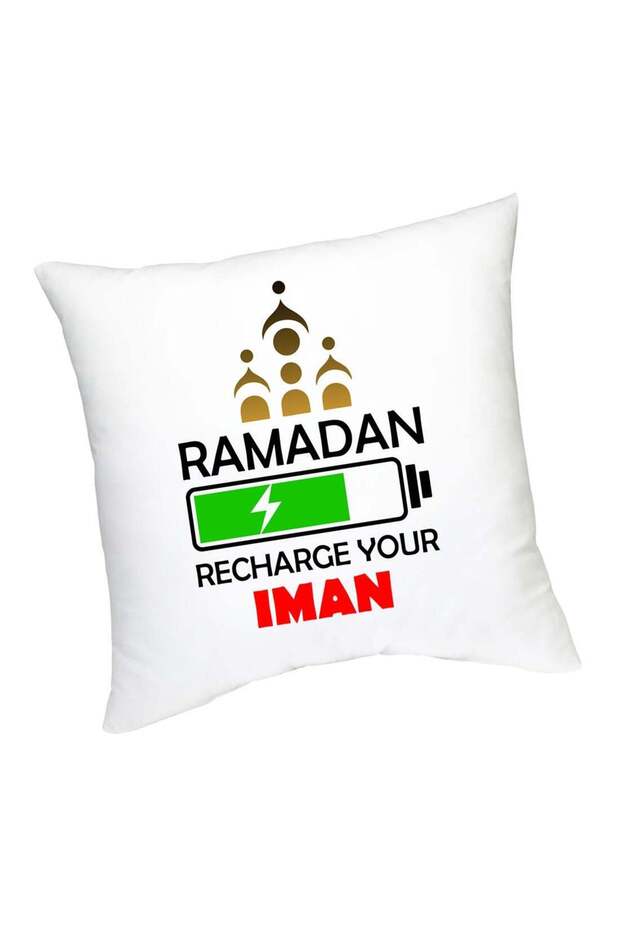Ramadan Recharge Your Iman Printed Cushion White/Black/Red 45cm