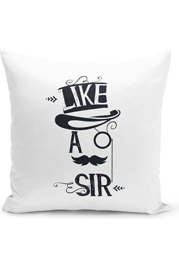 Like A Sir Design Decorative Pillow White/Black