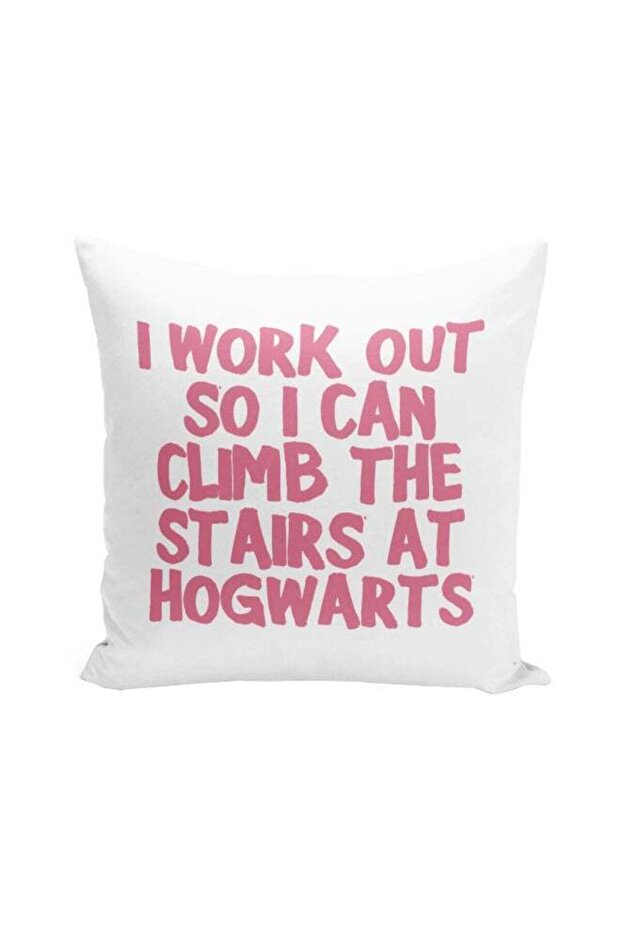Hogwarts Quote Printed Decorative Pillow White/Red 16x16inch