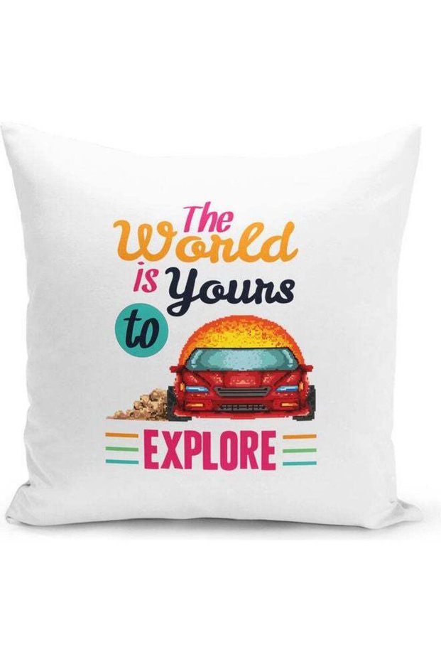 World Is Yours Design Decorative Pillow Multicolour