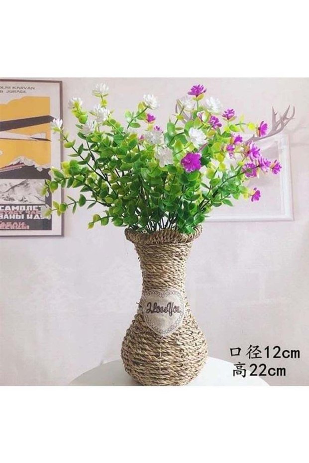 Wooden Flowers Carafe Vase Brown 12x22cm