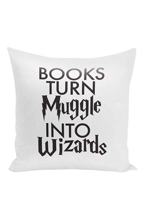 Muggle Quote Printed Decorative Pillow White/Black 16x16inch
