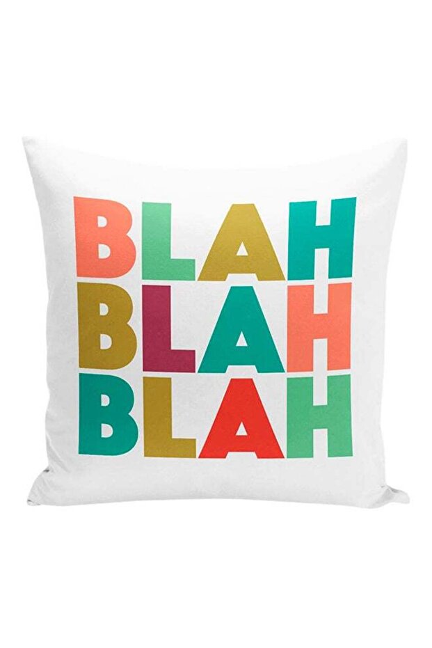 Blah Blah Blah Rude Sarcastic Quote Decorative Pillow White/Green/Red 16x16inch