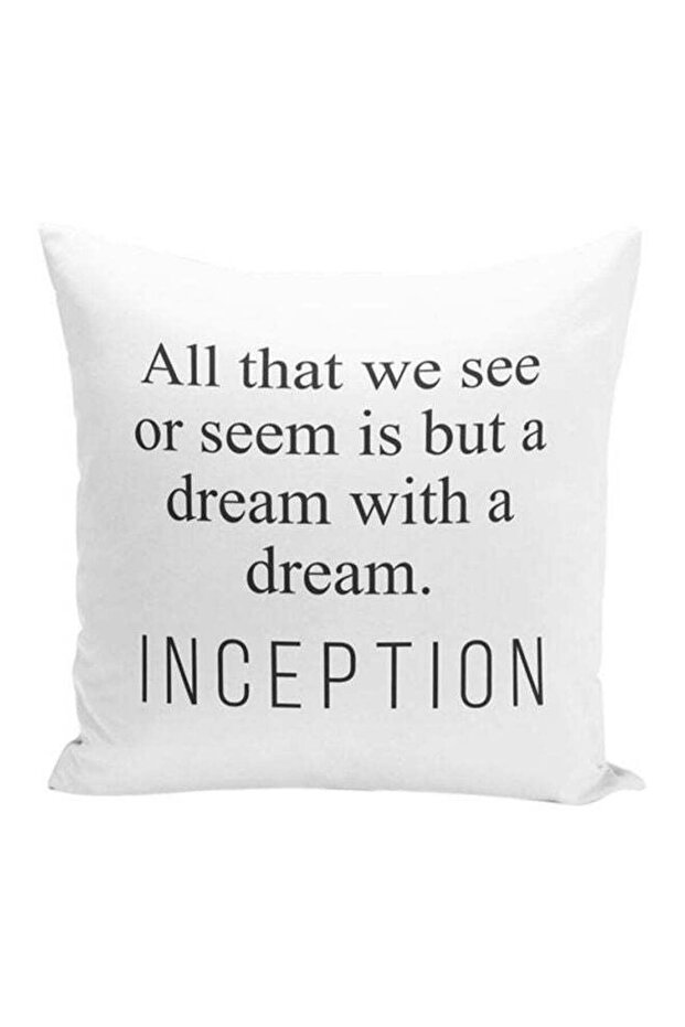 Inception Printed Decorative Pillow With Stuffing White/Black 16x16inch
