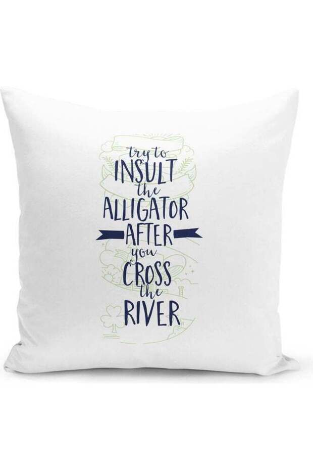 Insult Quote Printed Decorative Pillow Multicolour