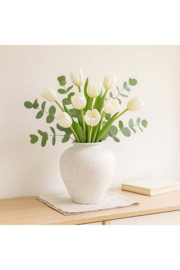 Euphoria Terracotta Bouquet Vase Antique White 28x28x30.5cm Home Flower Vase