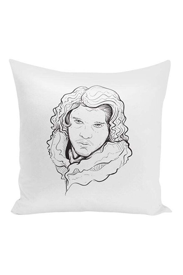 Jon Snow Themed Throw Pillow White/Black 16x16inch