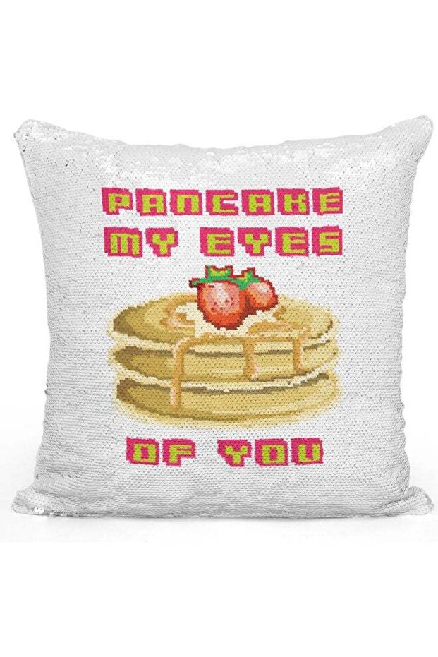 Pan Cake Design Sequin Decorative Throw Pillow White/Yellow/Pink 40x40cm