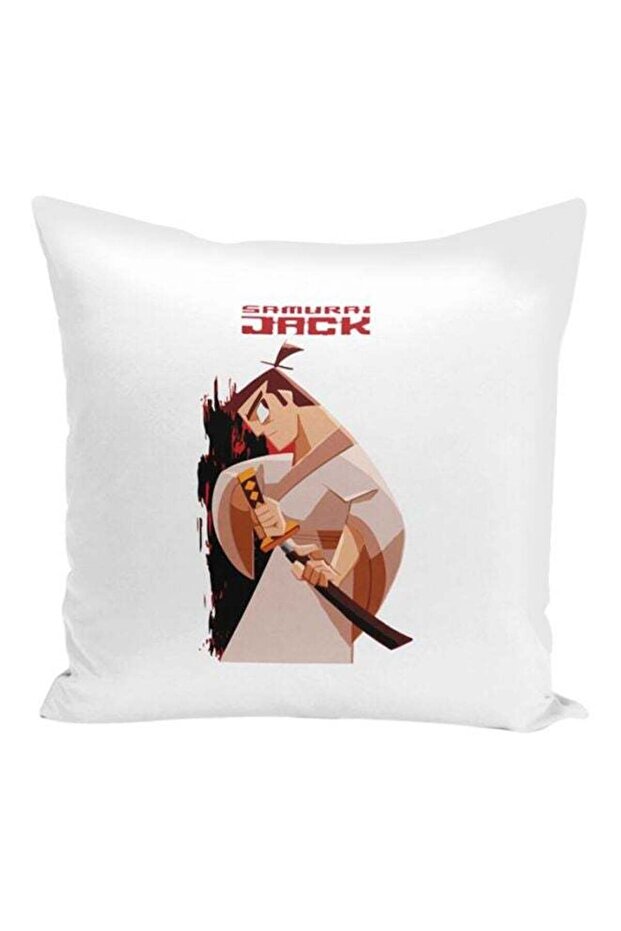 Sword Of Jack Samurai Throw Pillow With Stuffing White/Brown 16x16x7inch