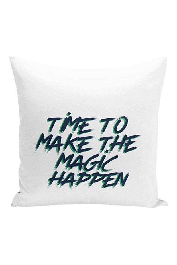 Time To Make The Magic Happen Decorative Pillow White/Blue/Green 16x16inch