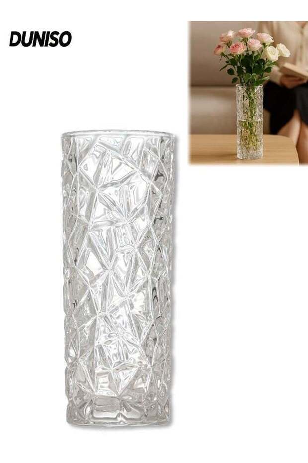 Cylinder Glass Vase,Large Flower Vase,Clear Decorative Flower Vases,Easy to Clean,for Home, Office,