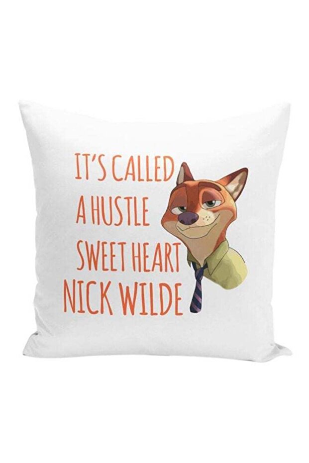 Printed Throw Pillow With Stuffing White/Orange 16x16inch