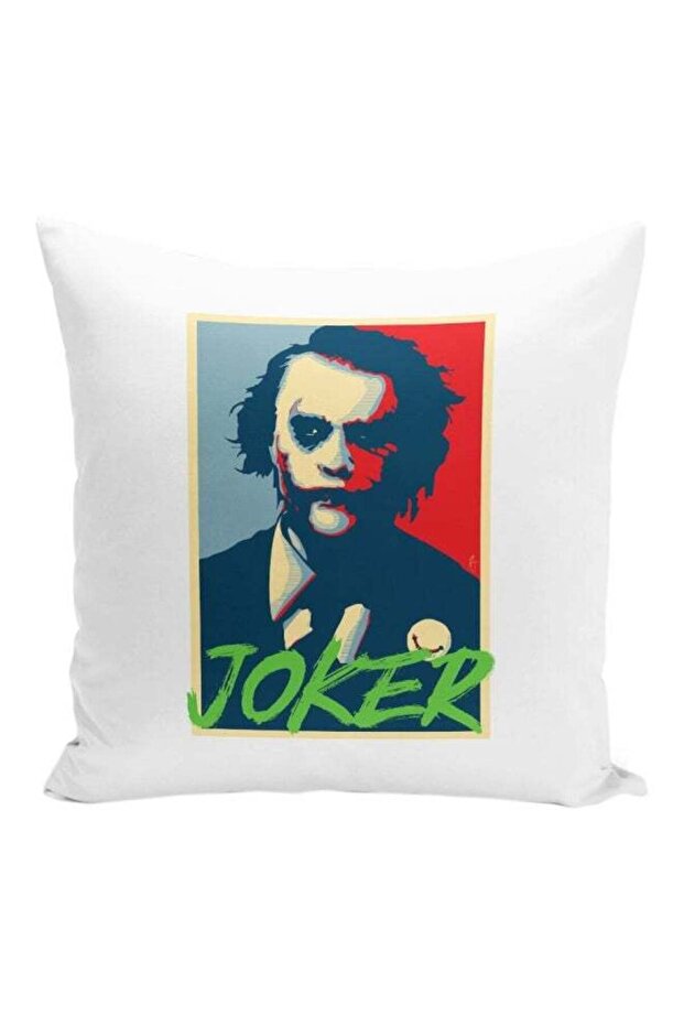Joker Printed Decorative Pillow White/Red/Green 16x16inch