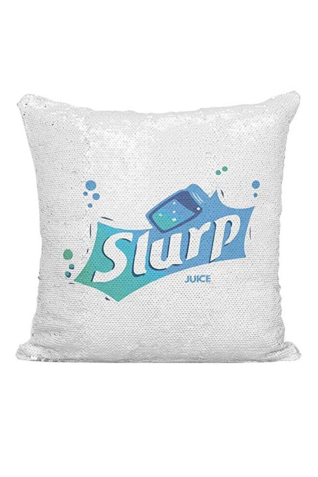 Slurp Sequined Cushion White/Green/Silver 16x16inch