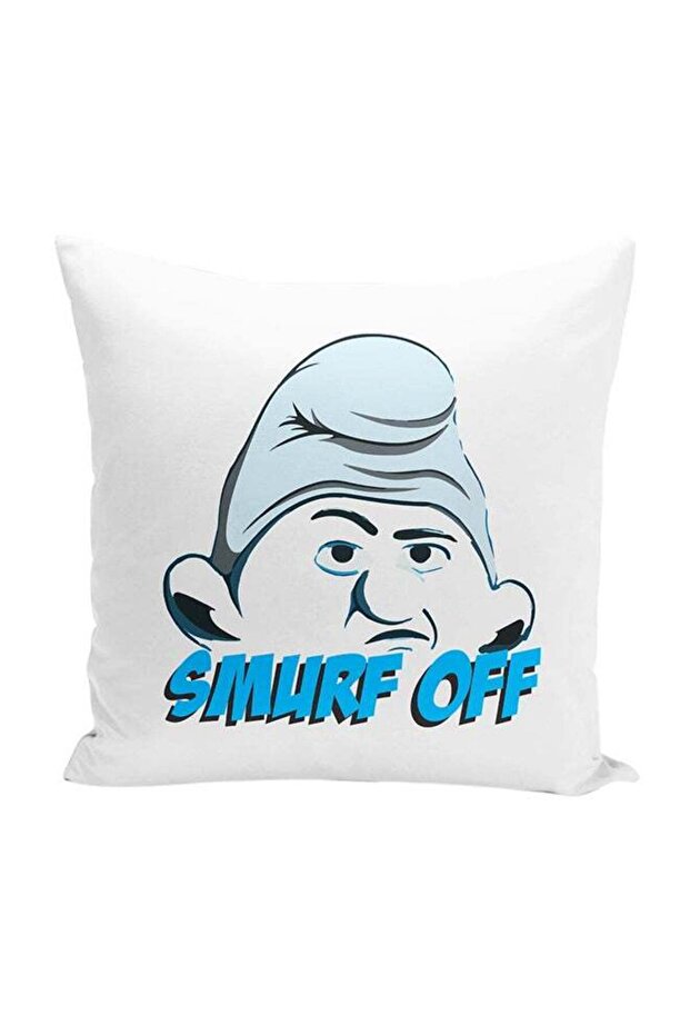 Smurf Off Cute Decorative Throw Pillow White/Blue 16 x 16inch