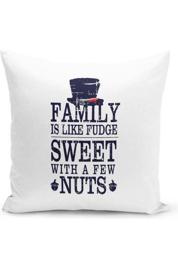 Family Fudge Decorative Pillow White/Blue