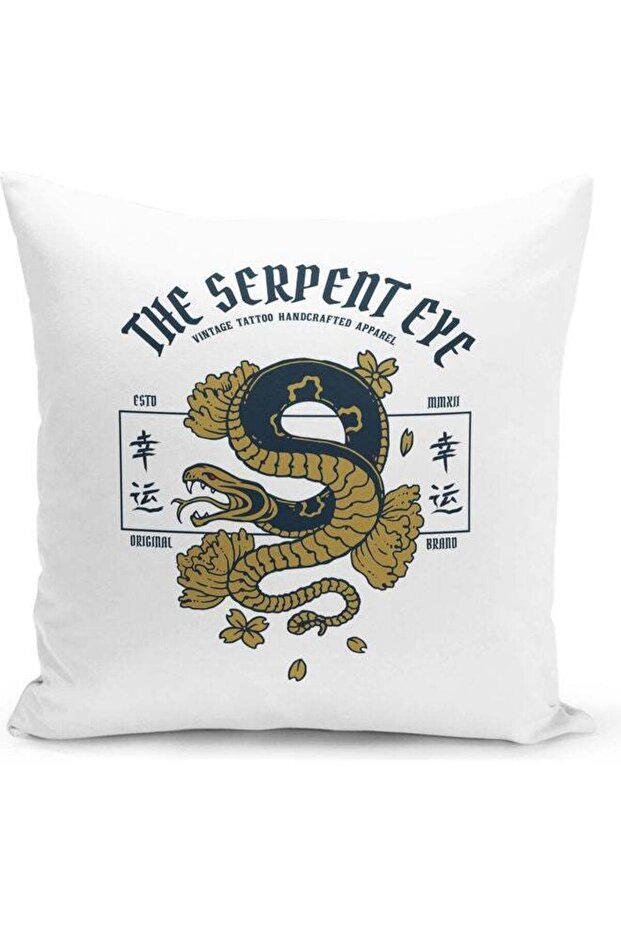 Serpent Eye Themed Decorative Throw Pillow White/Black