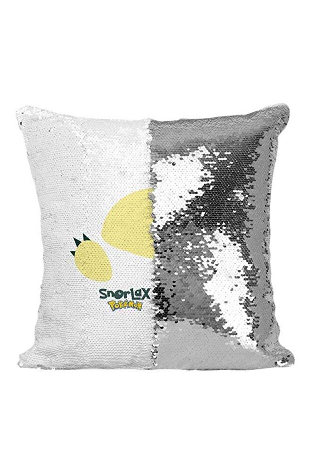 Pokémon Go Game Snorlax Sequin Throw Pillow Silver/White/Yellow 16x16inch