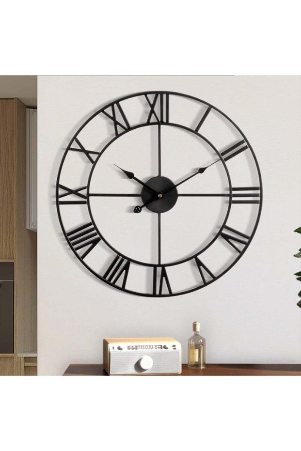 MostNow Large Wall Clock Metal Retro Roman Numeral Clock, 16 inch Modern Round Wall Clocks Almost S