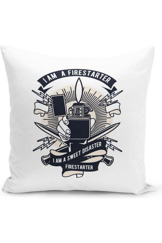 Fire Starter Themed Decorative Throw Pillow Multicolour 40x40cm