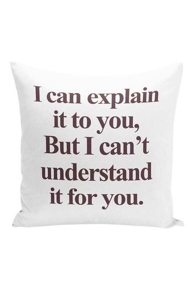 I Can Explain It To You, But I Can't Understand It For You Decorative Pillow White/Brown 16x16inch