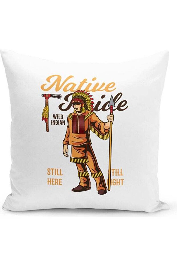 Native Printed Decorative Throw Pillow White/Pink/Black 40x40cm