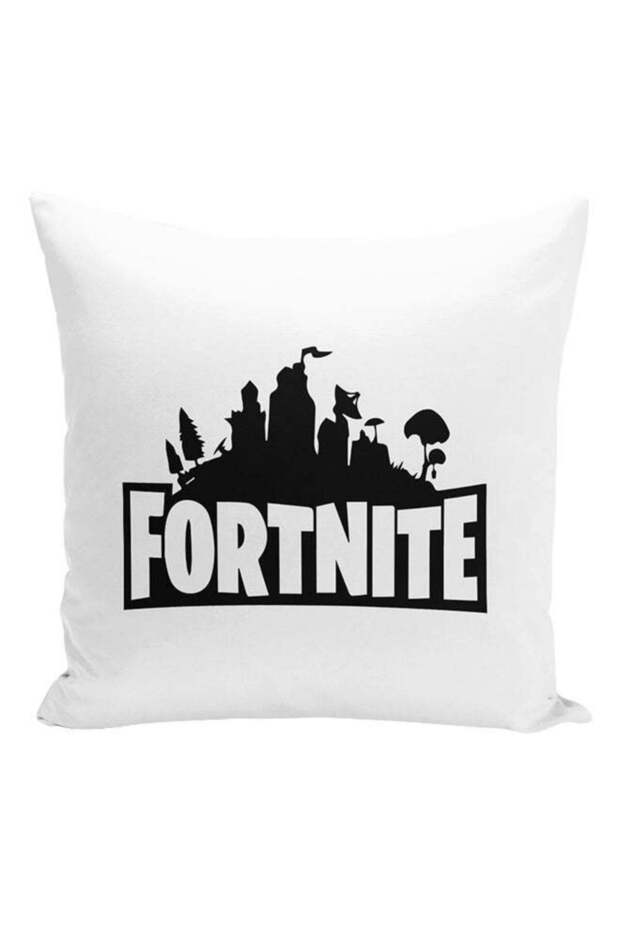 Fortnite Logo Printed Cushion White/Black 16x16inch