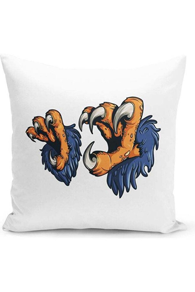 Eagle Claws Themed Decorative Throw Pillow White/Silver/Yellow 40x40cm