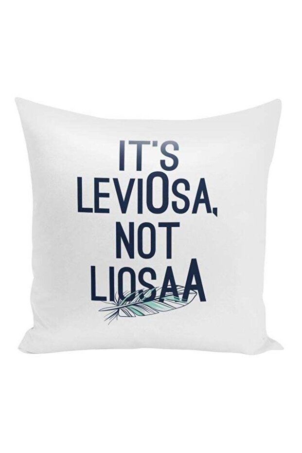 Leviosa Quote Printed Throw Pillow White/Blue 16x16inch
