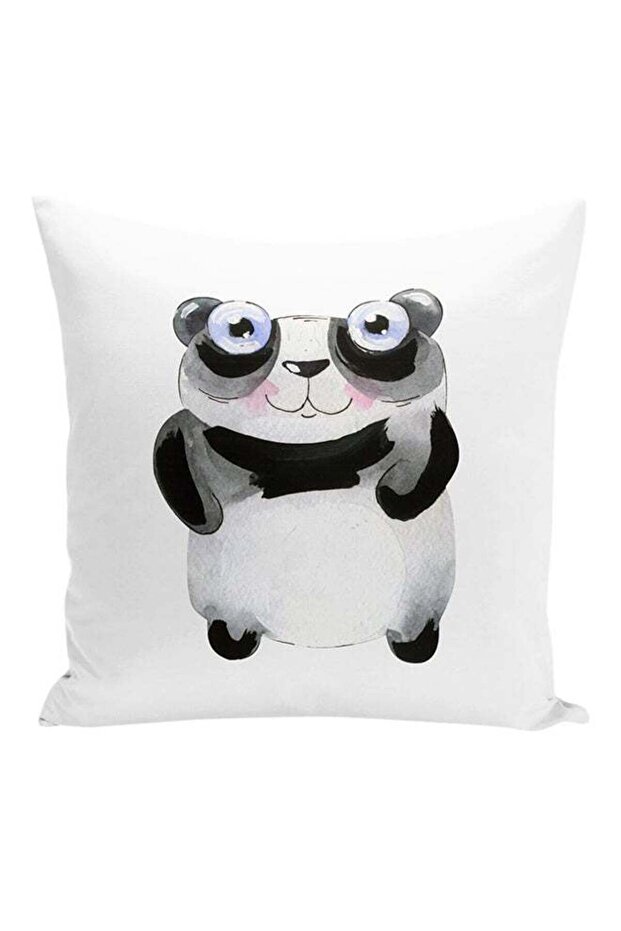 Cartoon Panda Decorative Pillow White/Black/Grey 16x16inch