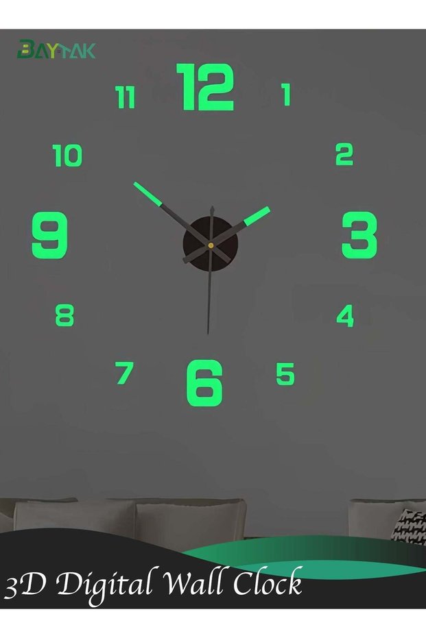Wall Clock Big, Wall Clock with 3D Lights Effect, DIY Frameless Luminous Wall Clocks for Living Roo