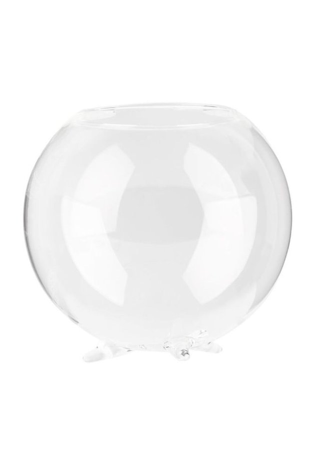 Tripod Support Round Shaped Glass Vase Clear