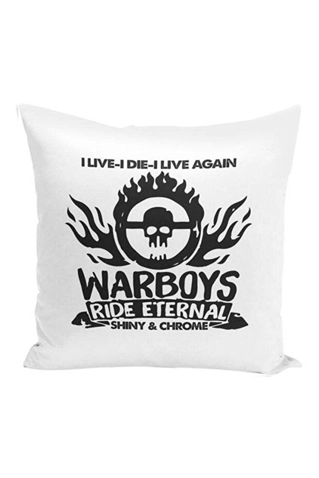Warboys Mad Max Quote Printed Decorative Pillow White/Black 16x16x7inch