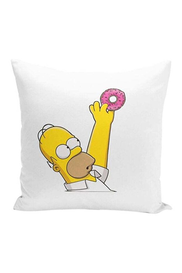The Simpsons Donut Throw Pillow With Stuffing White/Pink/Yellow 16x16inch