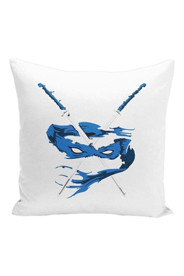 Ninja Turtle Leonardo Printed Decorative Pillow White/Blue/Black 16x16inch