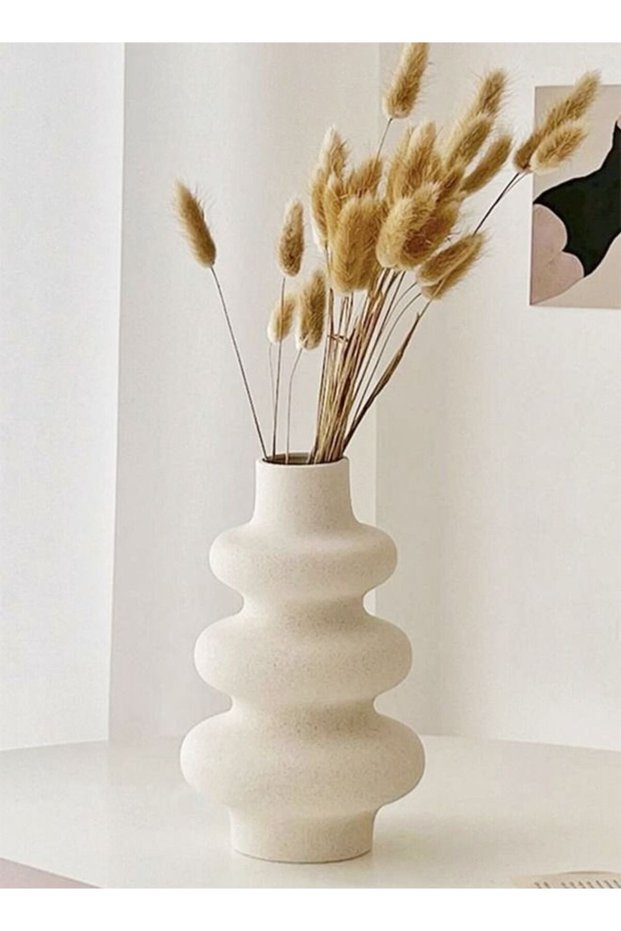 1-Piece Modern Simplicity Gourd Shaped Ceramic Frosted Vase Off-white 21.5 x 14.5 Centimeter