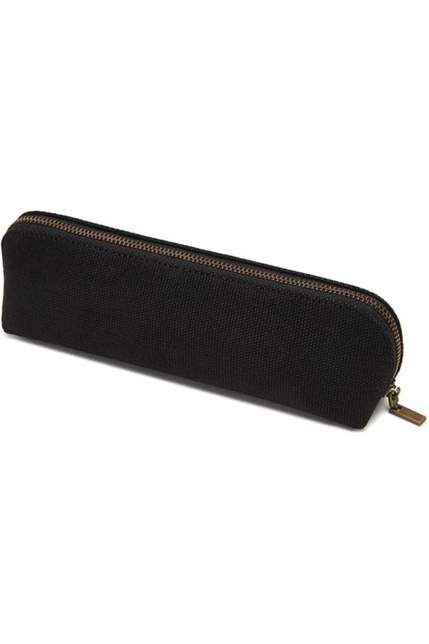 Pencil Case Small Pencil Pouch Slim (Black, Canvas)
